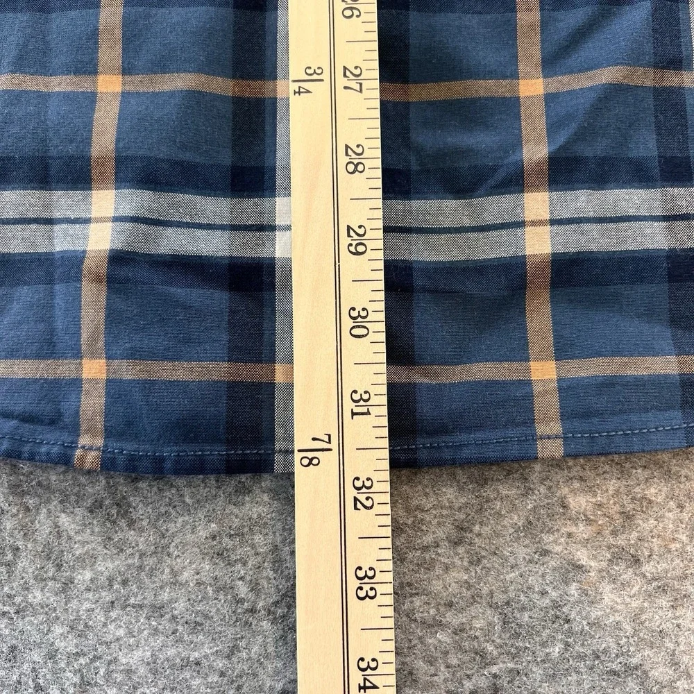 The North Face Men's Heavy Flannel Button Size XL Blue & Gold Plaid Pattern